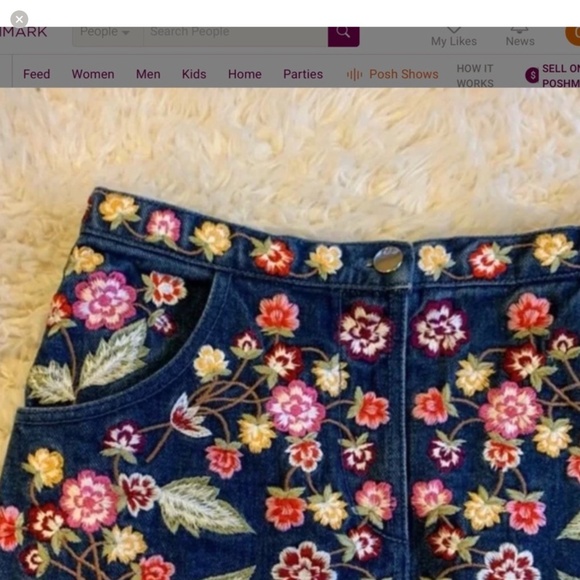 NEEDLE & THREAD EMBROIDERED DENIM SKIRT SZ 12 # feminine # teacher - Picture 6 of 6